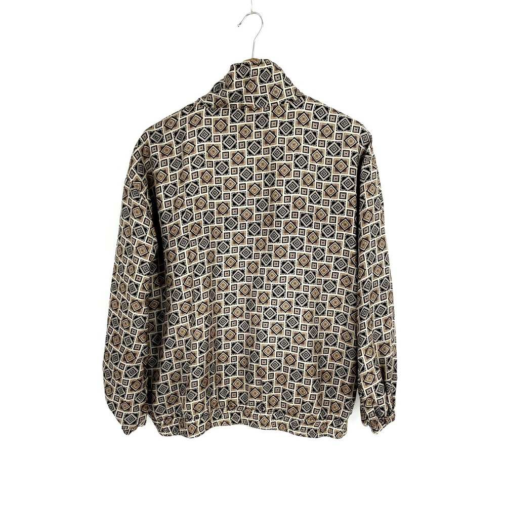 80s STUNT SPORTS XL 100% Silk Jacket Track Bomber Geometric Print Oversized - Picture 10 of 11